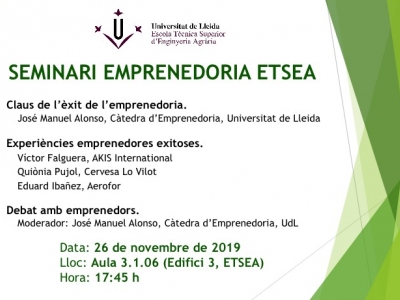 Cartell del Seminari Emprenedoria a ETSEA