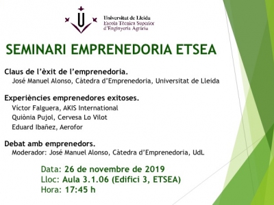 Cartell del Seminari Emprenedoria a ETSEA